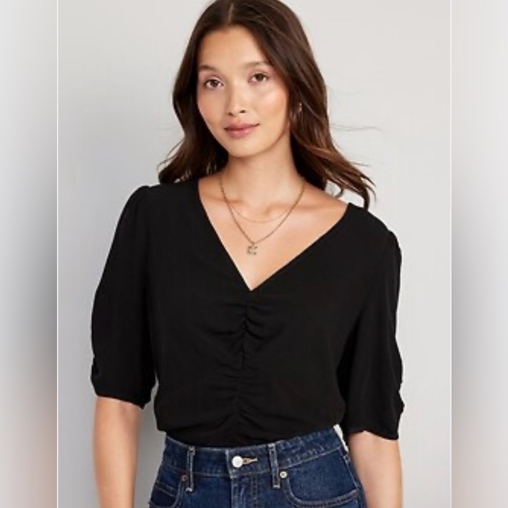 Old Navy Ruched Front Crepe Blouse